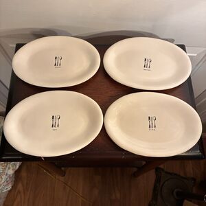 Rae Dunn Artisan Collection Magenta Set Of 4 Appetizer Plates W/ EAT, DINE, +